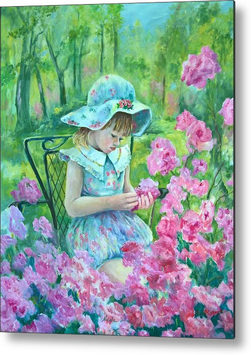 Children Metal Print featuring the painting Nicole by ML McCormick