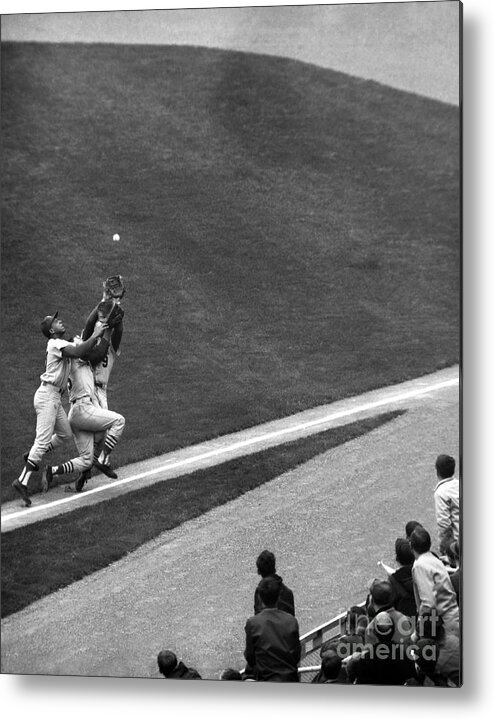 American League Baseball Metal Print featuring the photograph N.y. Mets Vs. St. Louis, Cepeda, Maris by New York Daily News Archive