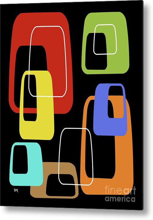 Abstract Metal Print featuring the digital art Oblongs on Black 2 by Donna Mibus