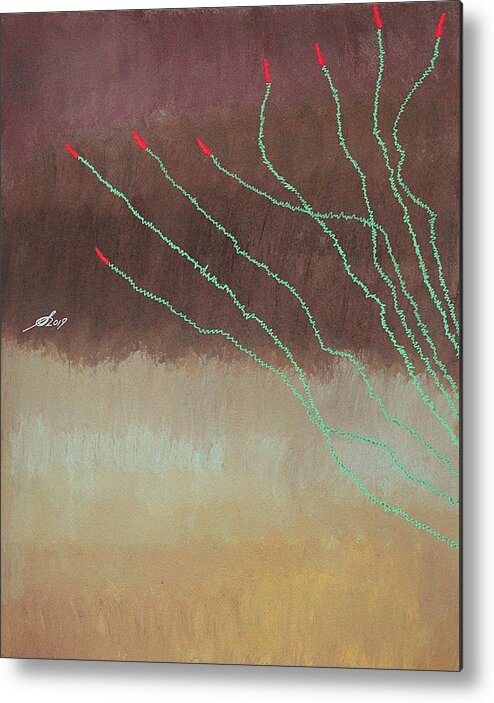 Ocotillo Metal Print featuring the painting Ocotillo original painting by Sol Luckman