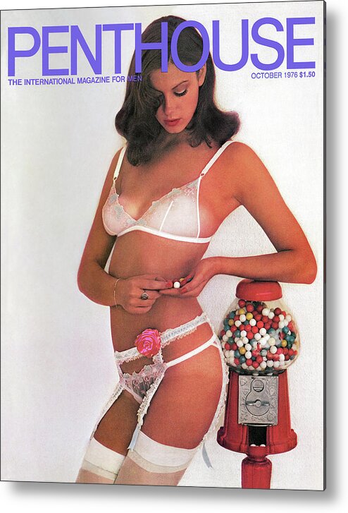 Lingerie Metal Print featuring the photograph October 1976 Penthouse Cover Featuring Susanne Saxon by Penthouse