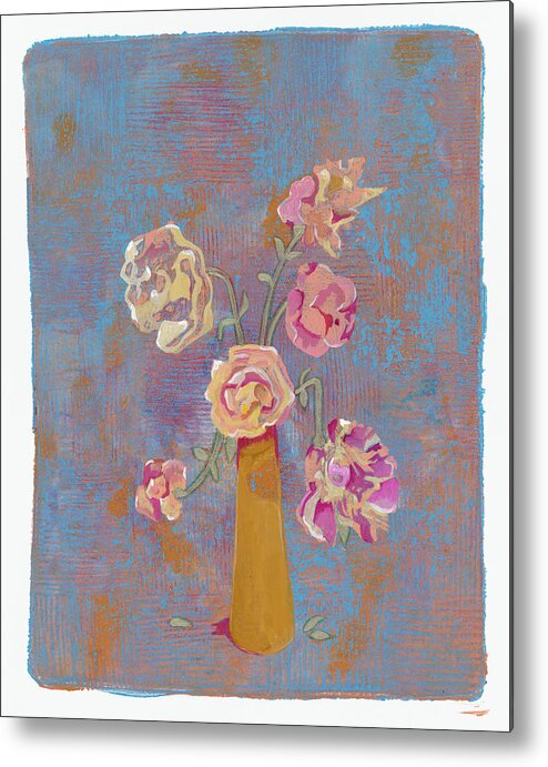 Flowers Metal Print featuring the mixed media Old Fashioned Roses by Maria Pietri Lalor