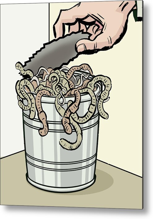Animal Metal Poster featuring the drawing Opening a Can of Worms by CSA Images