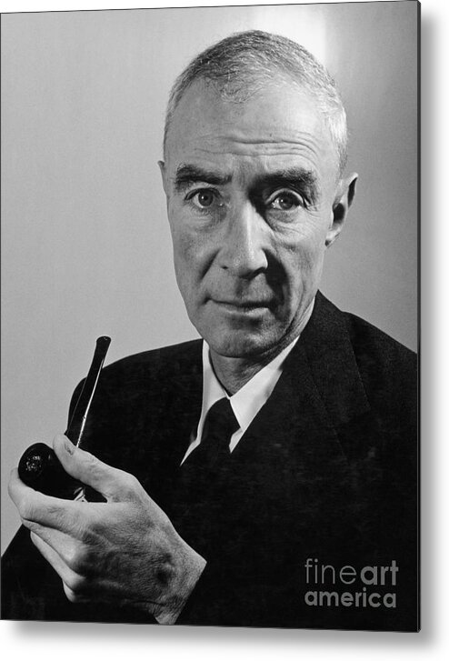 Expertise Metal Print featuring the photograph Oppenheimer With Pipe by Bettmann