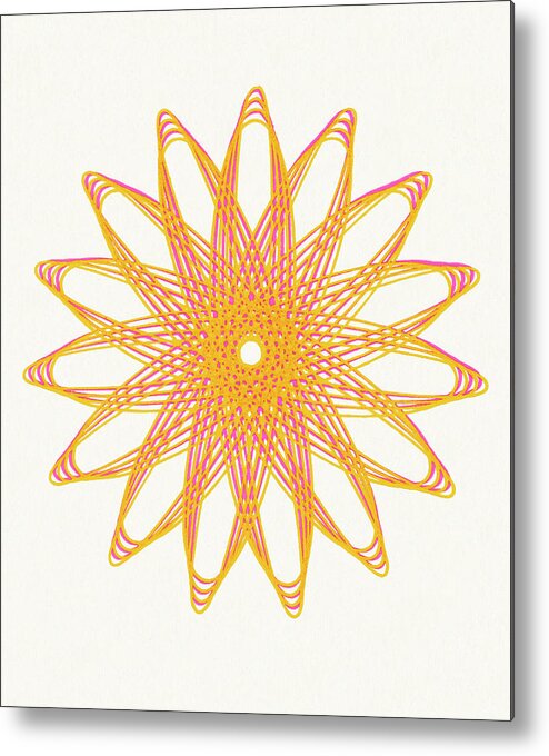 Accent Ornament Metal Poster featuring the drawing Orange Flower Line Design by CSA Images
