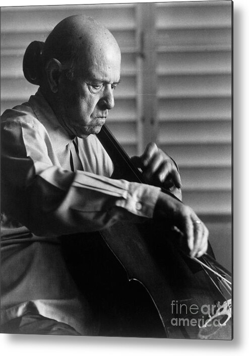 Catalonia Metal Print featuring the photograph Pablo Casals Playing The Cello by Bettmann