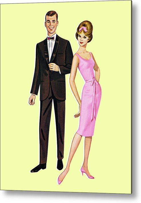 Adult Metal Print featuring the drawing Paper Doll Man and Woman by CSA Images