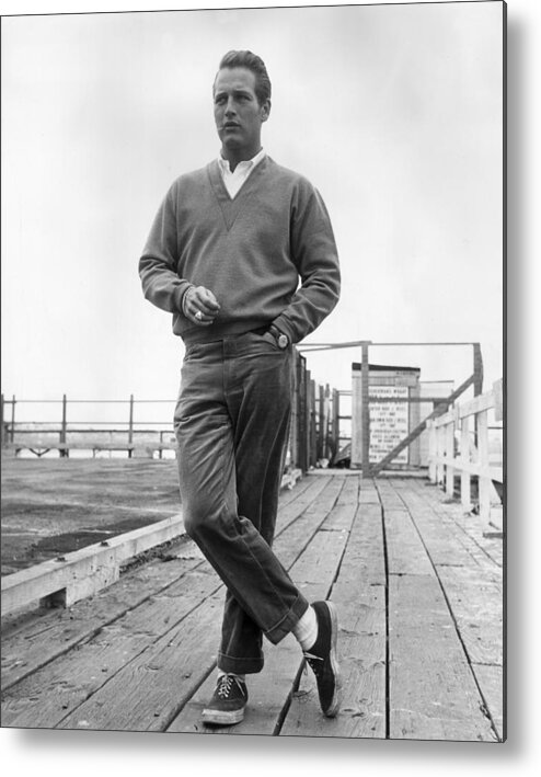 Sweater Metal Print featuring the photograph Paul Newman by Hulton Archive