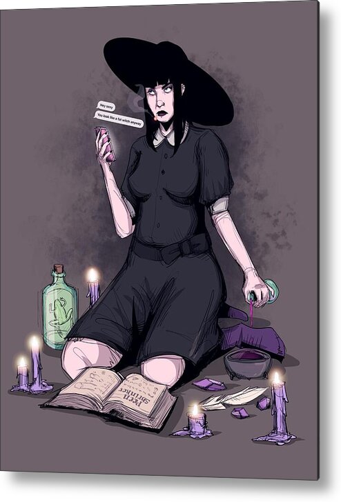 Witch Metal Print featuring the drawing Peen Shrinker by Ludwig Van Bacon