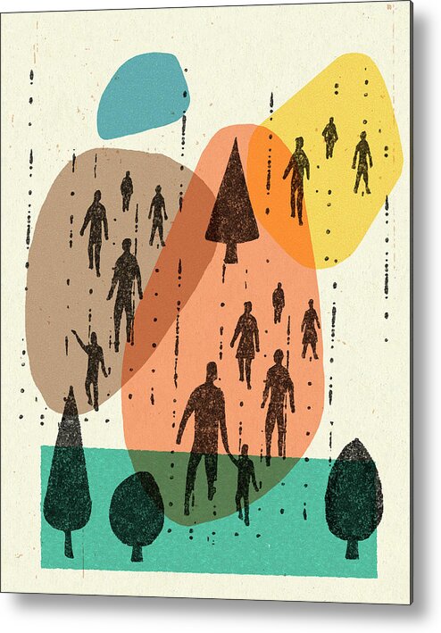 Abstract Metal Print featuring the drawing People and Trees by CSA Images