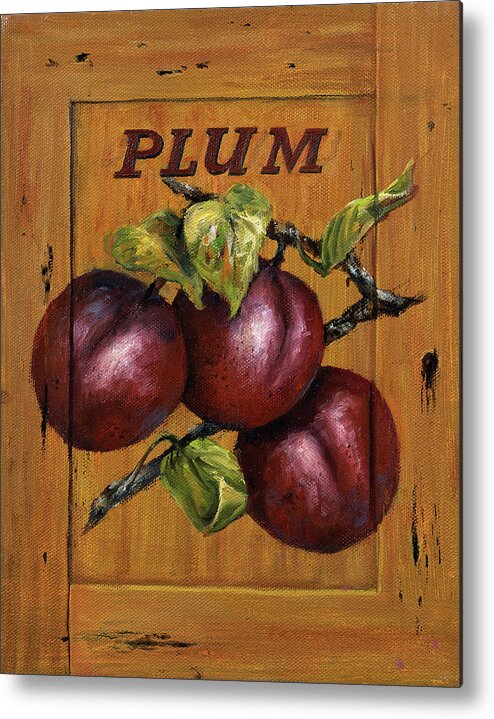 Plums Metal Print featuring the painting Perfect Plums by Lynne Pittard