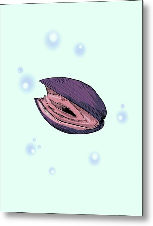 Clam Metal Print featuring the drawing Pink Clam by Ludwig Van Bacon
