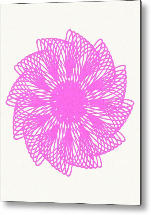 Accent Ornament Metal Print featuring the drawing Pink Pinwheel Line Design by CSA Images