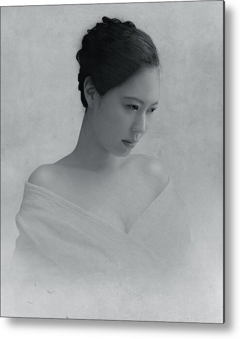 Portrait Metal Print featuring the photograph Portrait Of A Woman To Drop The Line Of Sight by Fuyuki Hattori