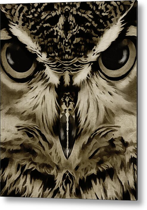 Art Metal Print featuring the digital art Portrait of an Owl by Jan Keteleer