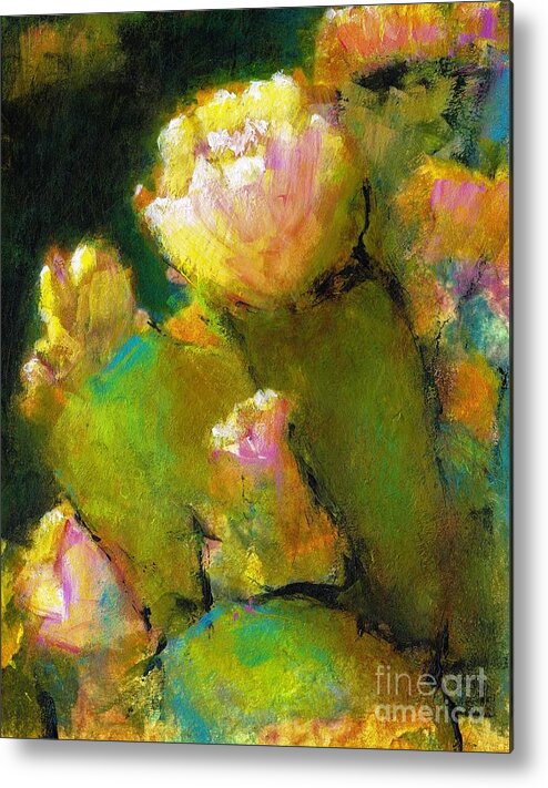 Flowers Metal Print featuring the painting Prickly Pear Time by Frances Marino