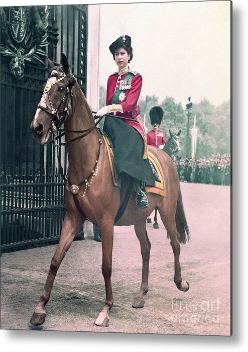 Horse Metal Print featuring the photograph Princess Elizabeth Riding A Horse by Bettmann