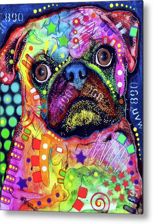 Pug 92309 Metal Print featuring the mixed media Pug 92309 by Dean Russo