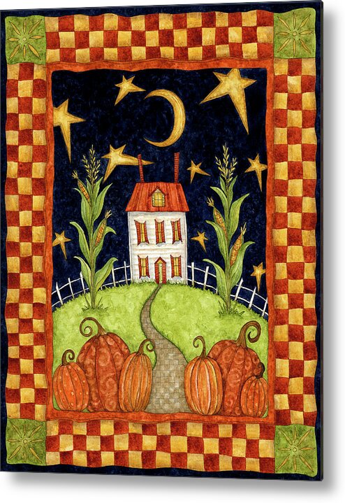 Pumpkins Metal Print featuring the painting Pumpkin Moon by Robin Betterley