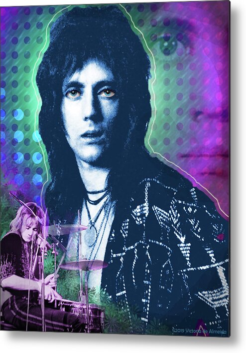 Roger Taylor Metal Print featuring the painting Queen Drummer Roger Taylor by Victoria De Almeida