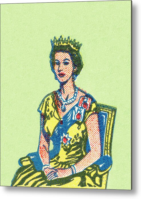 Apparel Metal Print featuring the drawing Queen Sitting in Chair by CSA Images