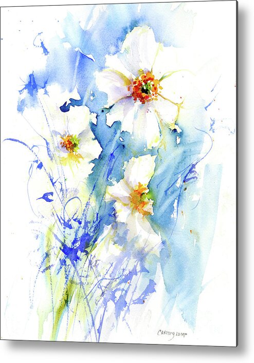 Florals Metal Print featuring the painting Quiet Anemones by Christy Lemp