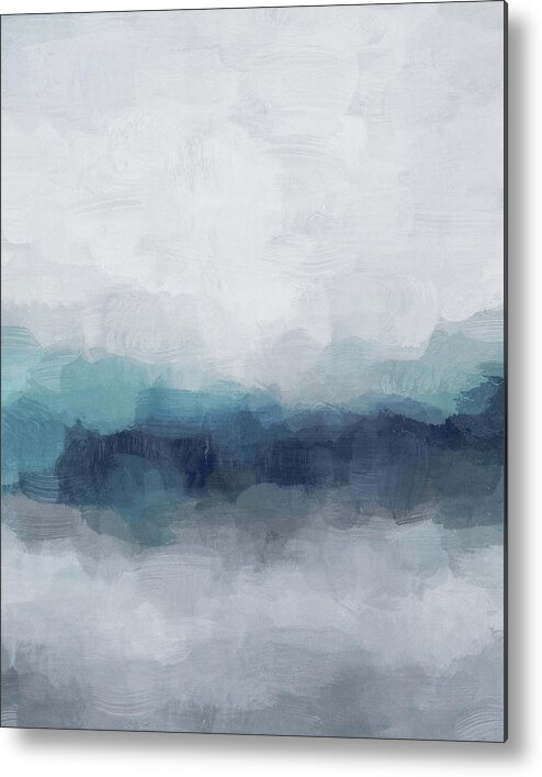 Light Blue Metal Print featuring the painting Rainy Morning by Rachel Elise