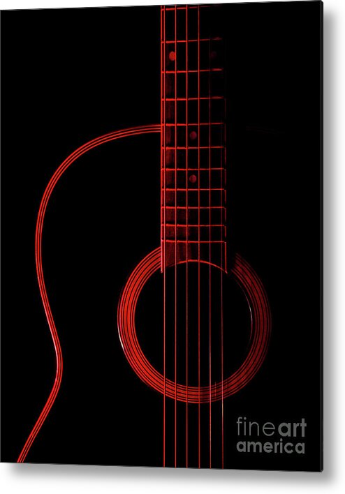 Red Metal Print featuring the photograph Red Guitar by Melissa Lipton