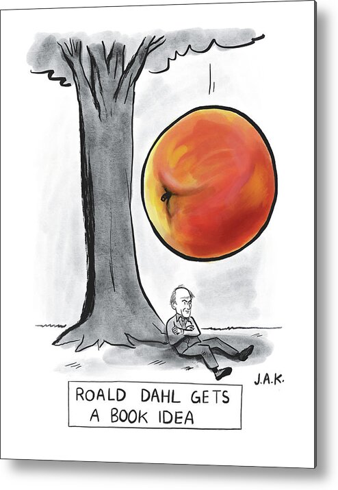 Captionless Metal Print featuring the drawing Roald Dahl Gets a Book Idea by Jason Adam Katzenstein