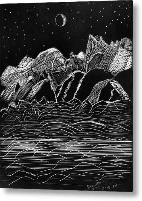 Rocky Mountains Metal Print featuring the drawing Rocky Mountain High by Branwen Drew