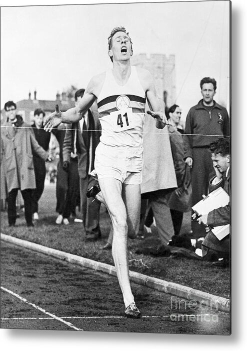Wind Metal Print featuring the photograph Roger Bannister Breaking The Four by Bettmann