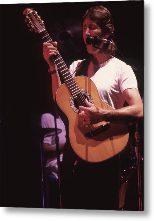 #roger_waters Metal Print featuring the photograph Roger Waters Singing And Playing Guitar by Globe Photos