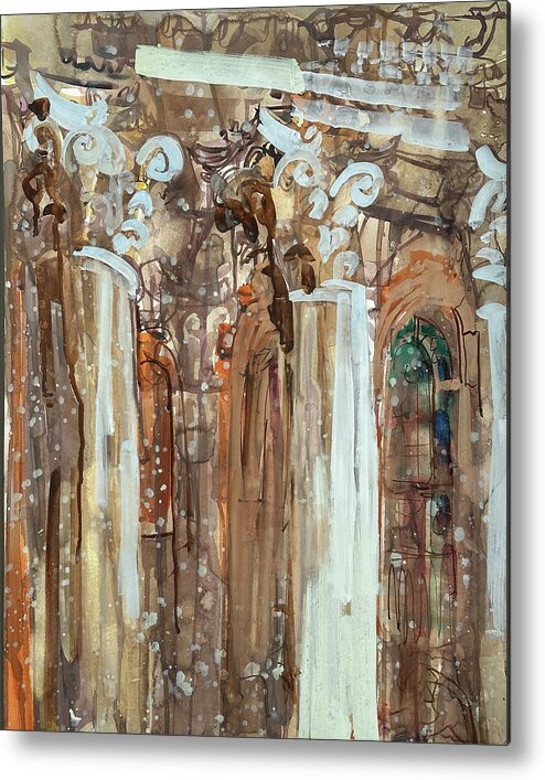 Architecture Metal Print featuring the painting Roman Columns by Erin Mcgee Ferrell