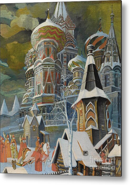 Oil Painting Metal Print featuring the drawing Saint Basils Cathedral by Heritage Images