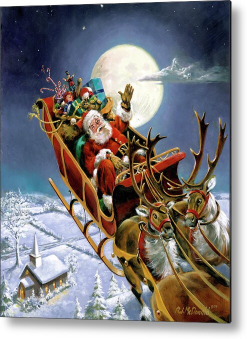 Santas Big Night Metal Print featuring the painting Santas Big Night by R.j. Mcdonald