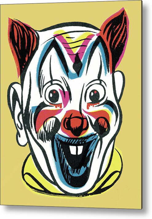 Animated Metal Print featuring the drawing Scary Clown Face by CSA Images