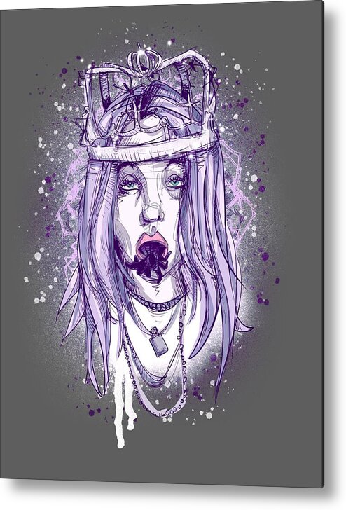 Party Metal Print featuring the drawing See Me In A Crown by Ludwig Van Bacon