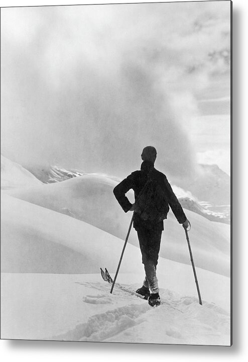 Skiing Metal Print featuring the photograph Skiers In Saint Moritz In 1950s by Keystone-france