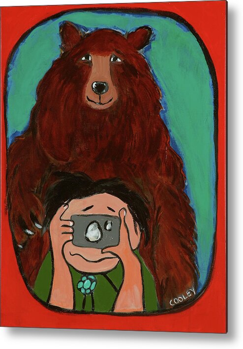 Smile Brown Bear Metal Print featuring the painting Smile Brown Bear by Jennie Cooley