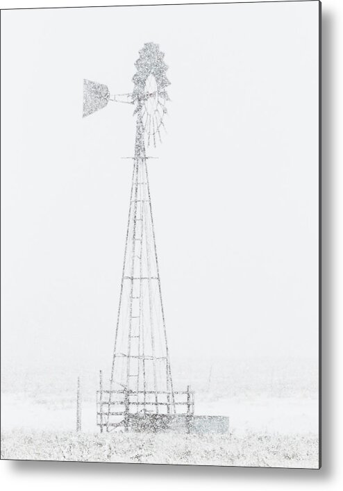 Kansas Metal Print featuring the photograph Snow and Windmill 04 by Rob Graham