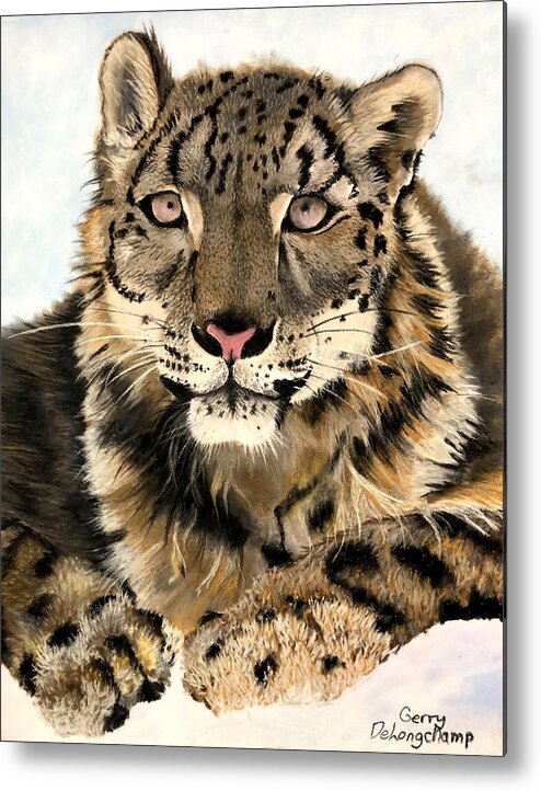 Tiger Metal Print featuring the pastel Snow Tiger by Gerry Delongchamp