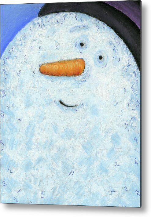 Snowman Smile Metal Print featuring the painting Snowman Smile by Claudia Interrante