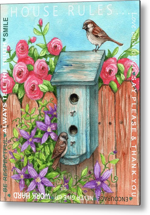 Sparrow Metal Print featuring the painting Sparrow House Rules by Melinda Hipsher