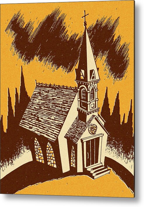 Architecture Metal Print featuring the drawing Spooky Church by CSA Images