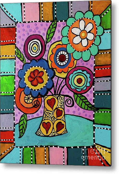 Flowers Metal Print featuring the painting Spring Bouquet by Kathy Strauss
