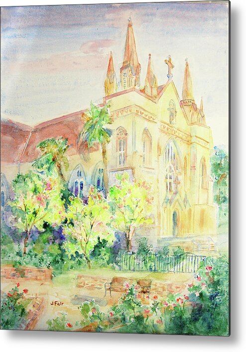 Springtime Metal Print featuring the painting St. Joseph's Chapel in Springtime by Jerry Fair