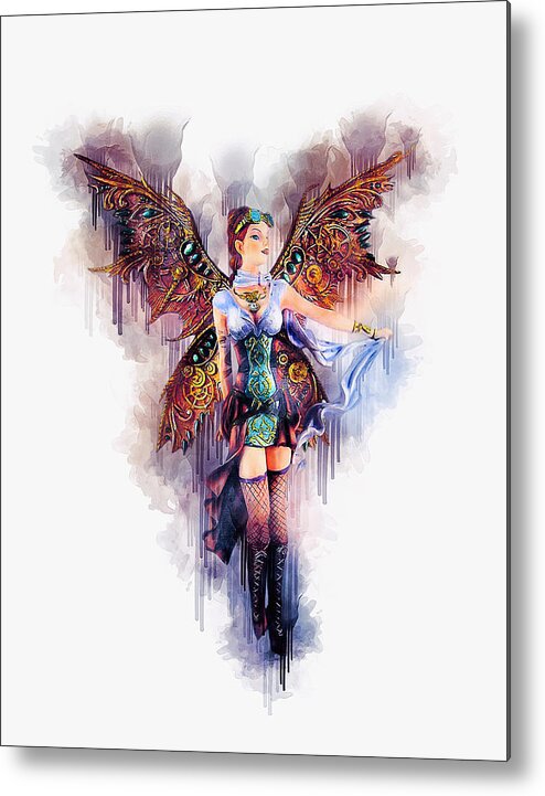 Fantasy Metal Print featuring the digital art Steampunk Gothic Angel by Ian Mitchell