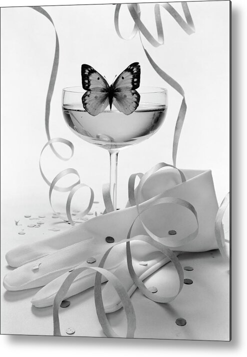 Still Life Metal Print featuring the photograph Still Life of Hansen Gloves and Butterfly by William Grigsby