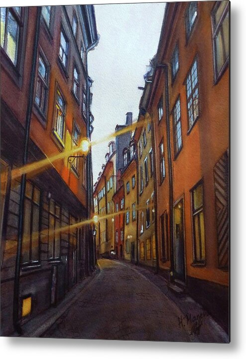 Stockholm Metal Print featuring the painting Stockholm- The Old City by Henrieta Maneva