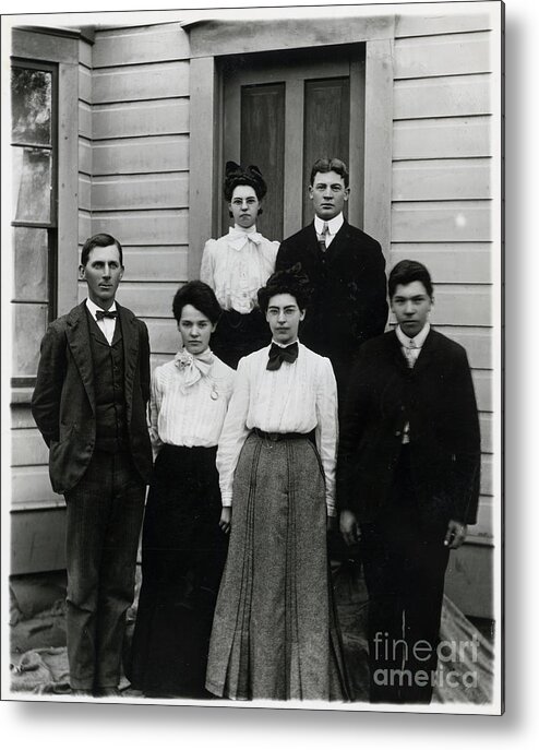 Education Metal Print featuring the photograph Students Standing At School Doorway by Bettmann